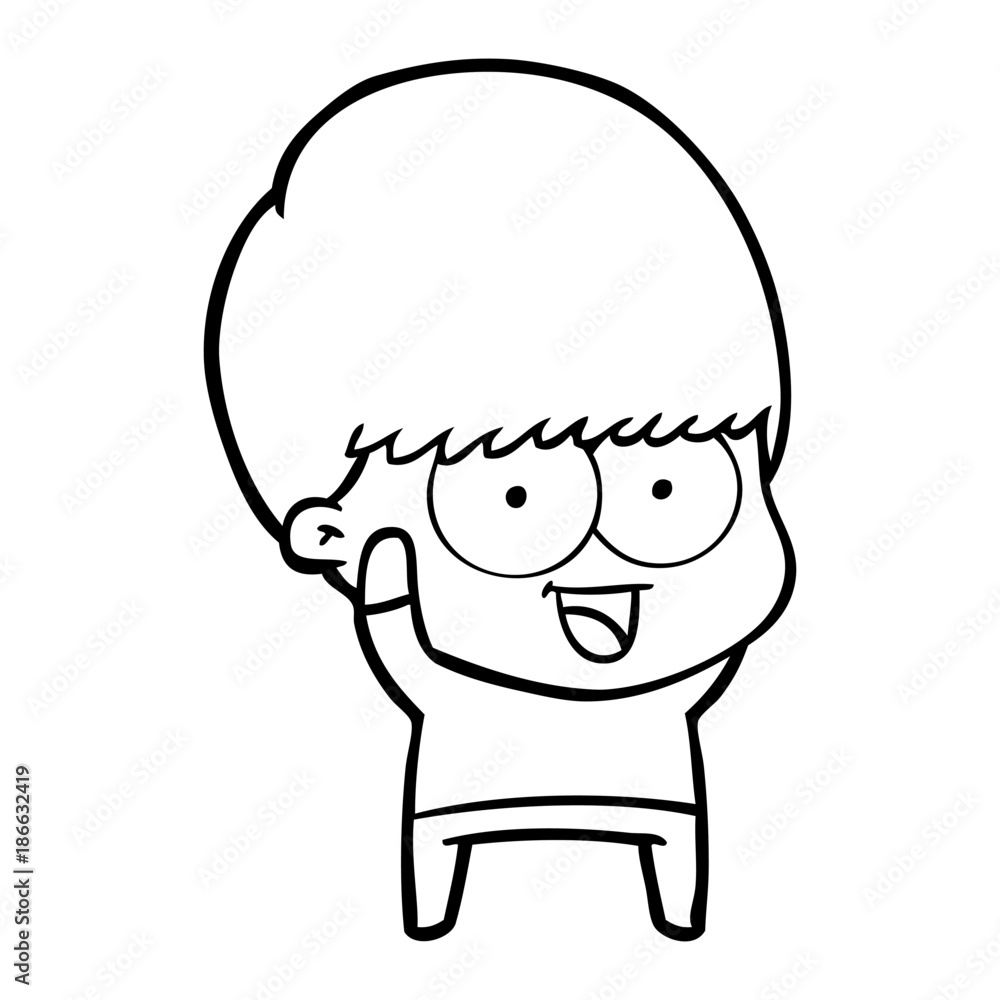 happy cartoon boy waving happy cartoon boy waving