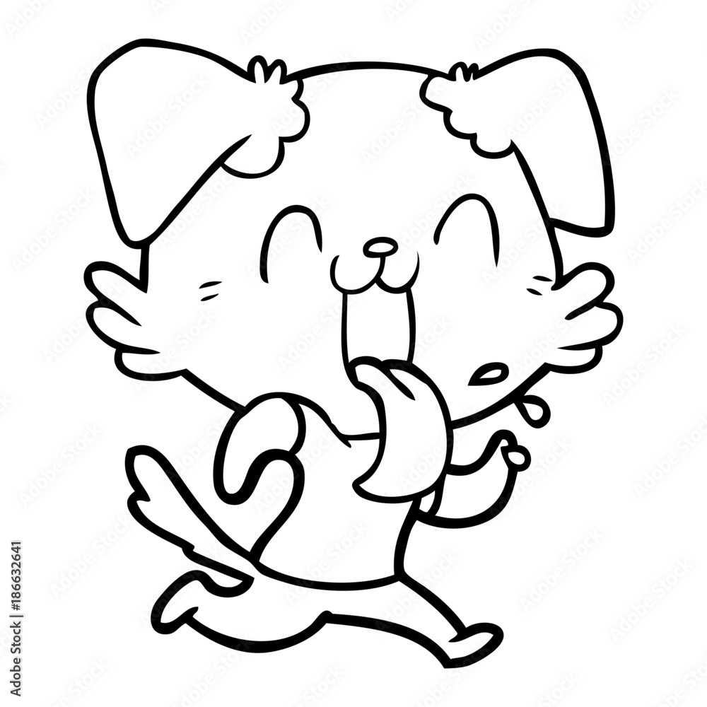 cartoon panting dog running