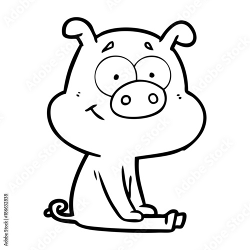 happy cartoon pig sitting
