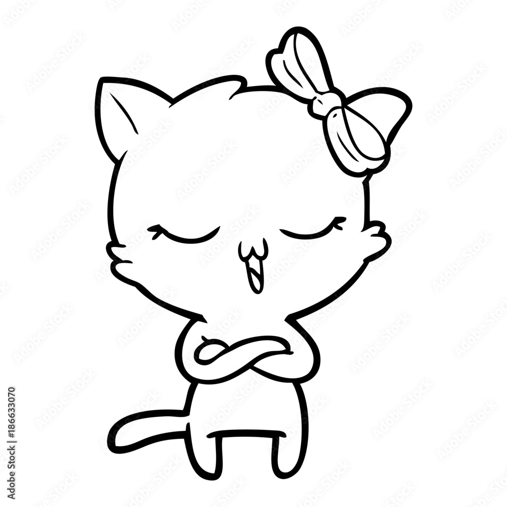 cartoon cat with bow on head