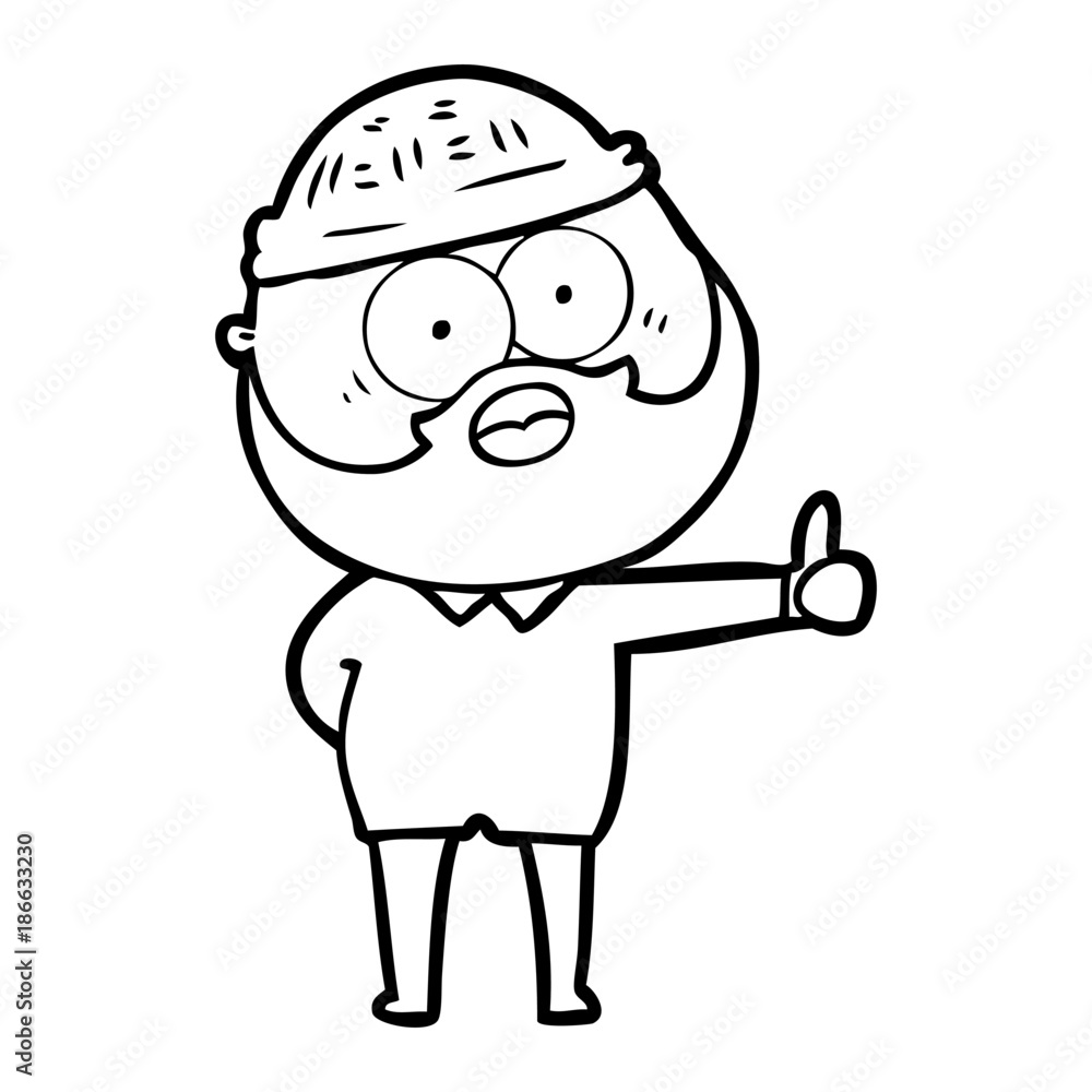 Obraz premium cartoon bearded man giving thumbs up sign
