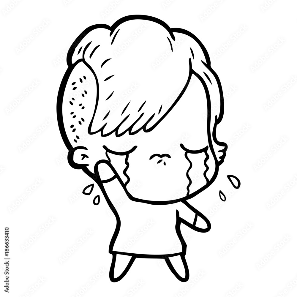 cartoon crying girl waving cartoon crying girl waving