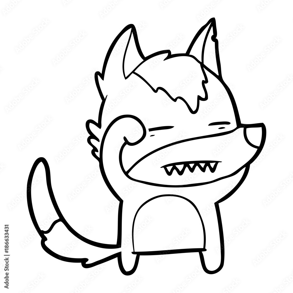 cartoon wolf showing teeth cartoon wolf showing teeth