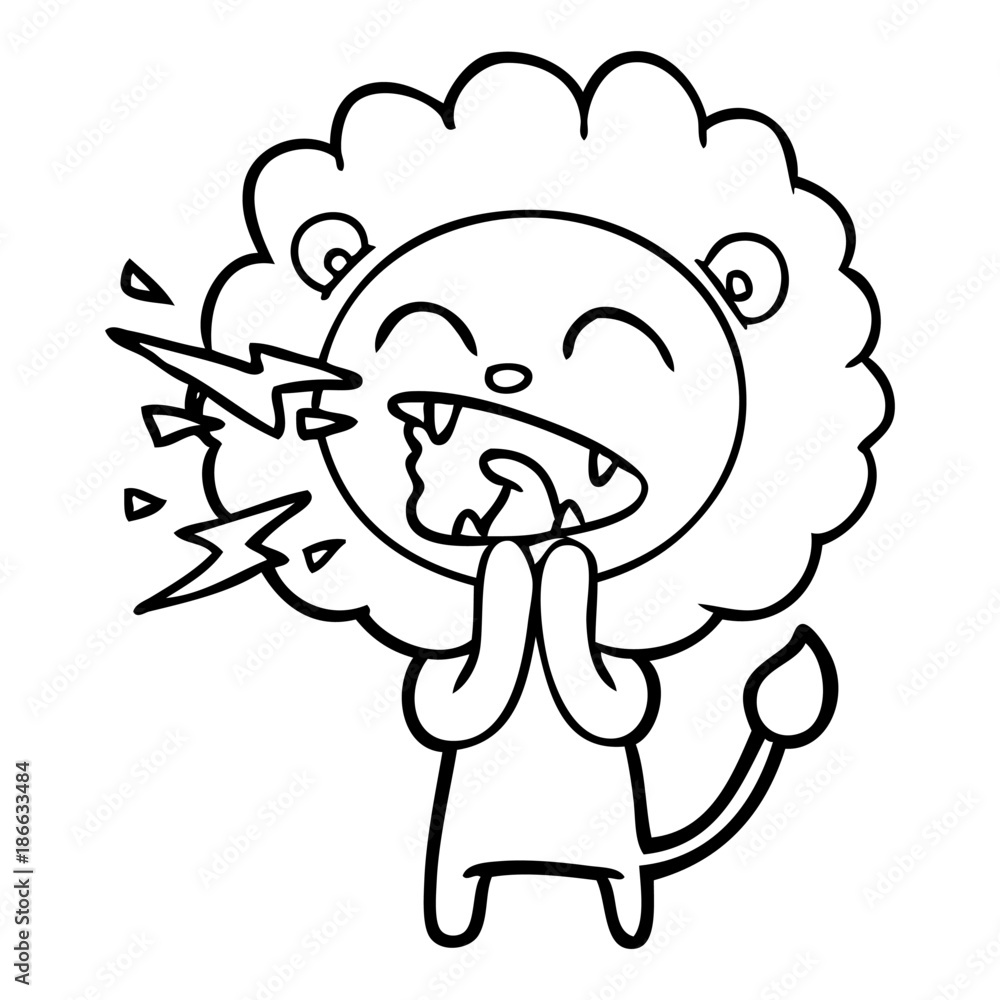 Fototapeta premium cartoon roaring lion