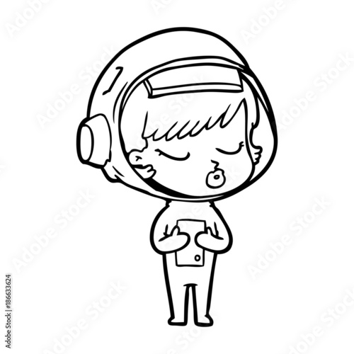 cartoon pretty astronaut girl