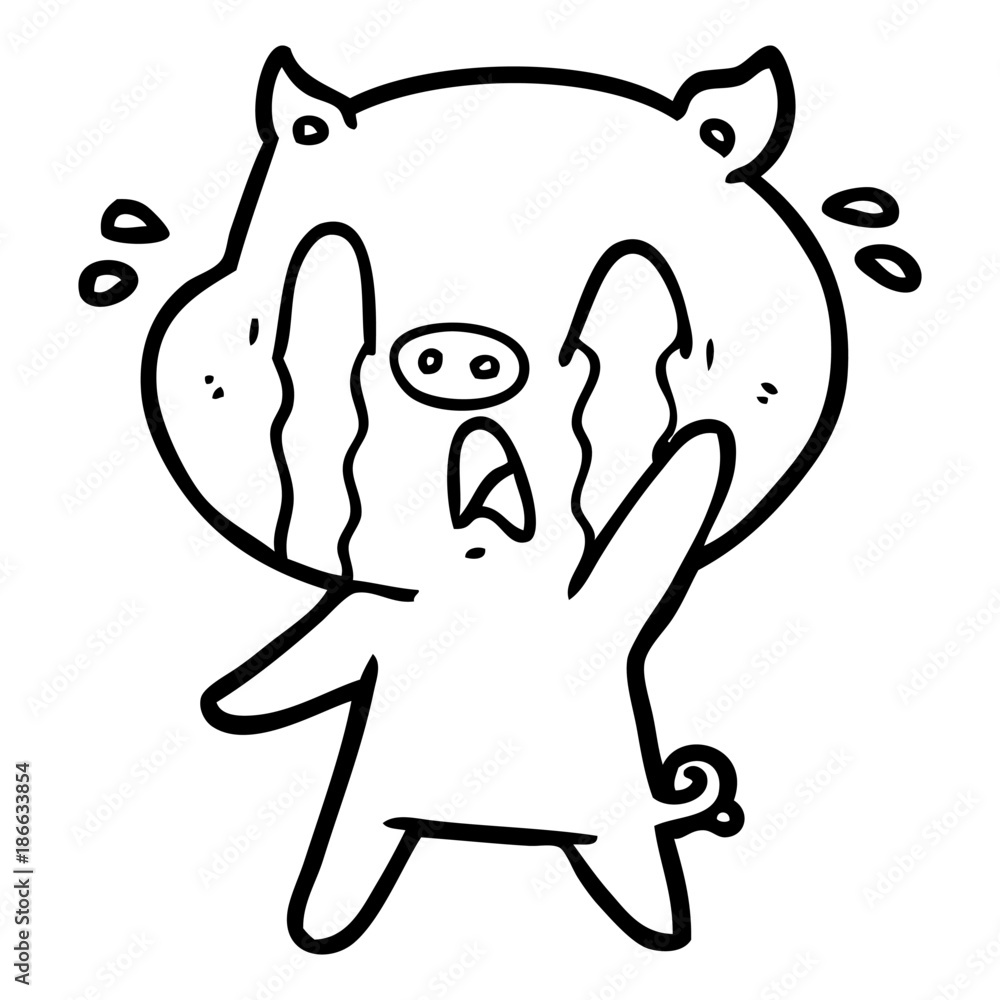 Obraz premium crying pig cartoon