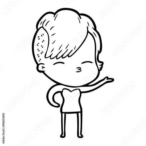 cartoon squinting girl