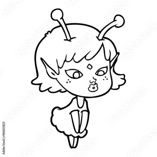 pretty cartoon alien girl