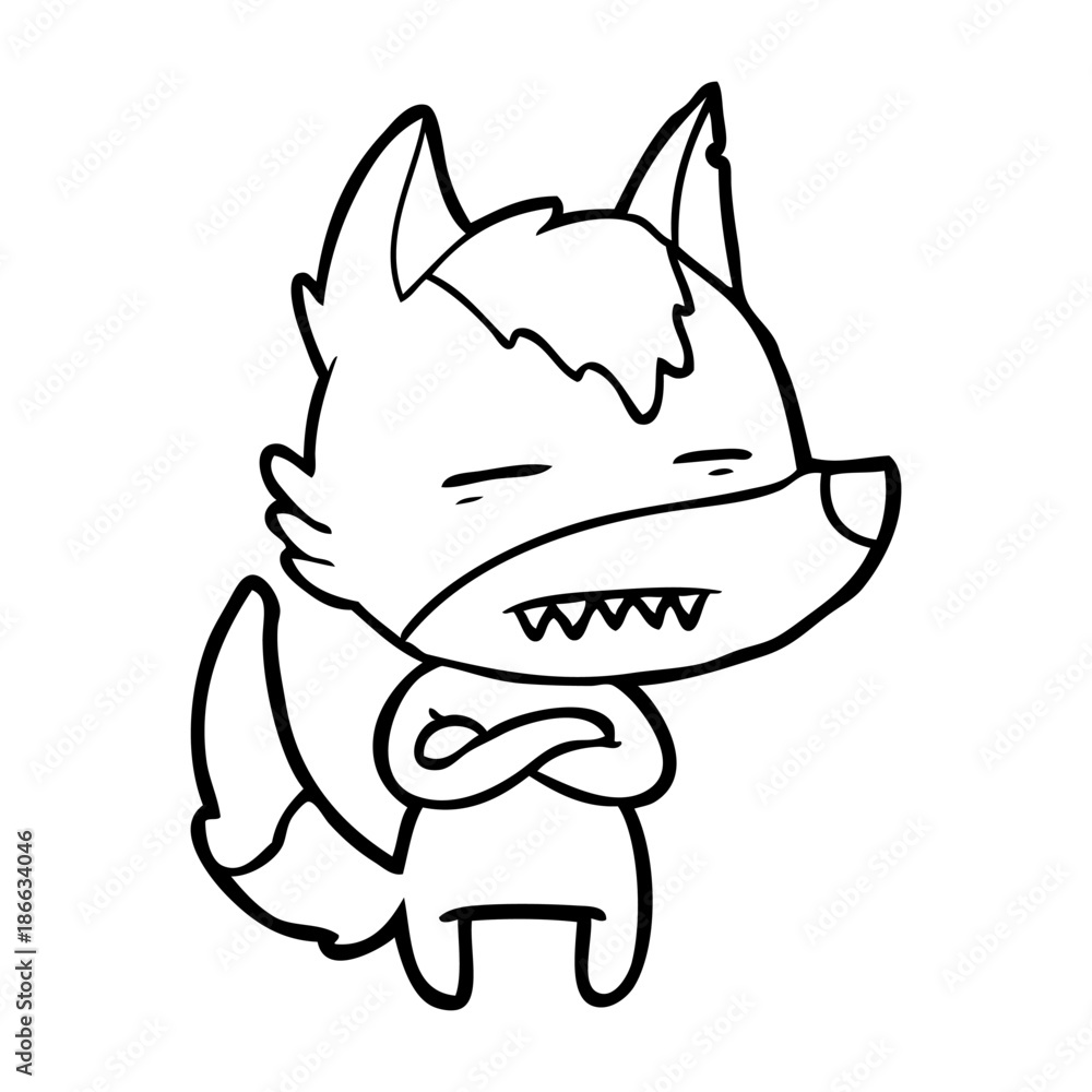 cartoon wolf showing teeth