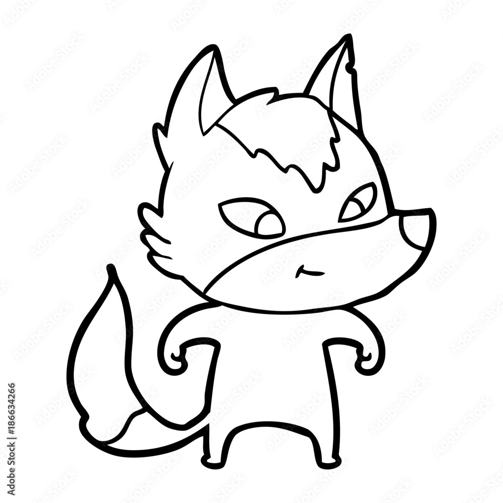 friendly cartoon wolf
