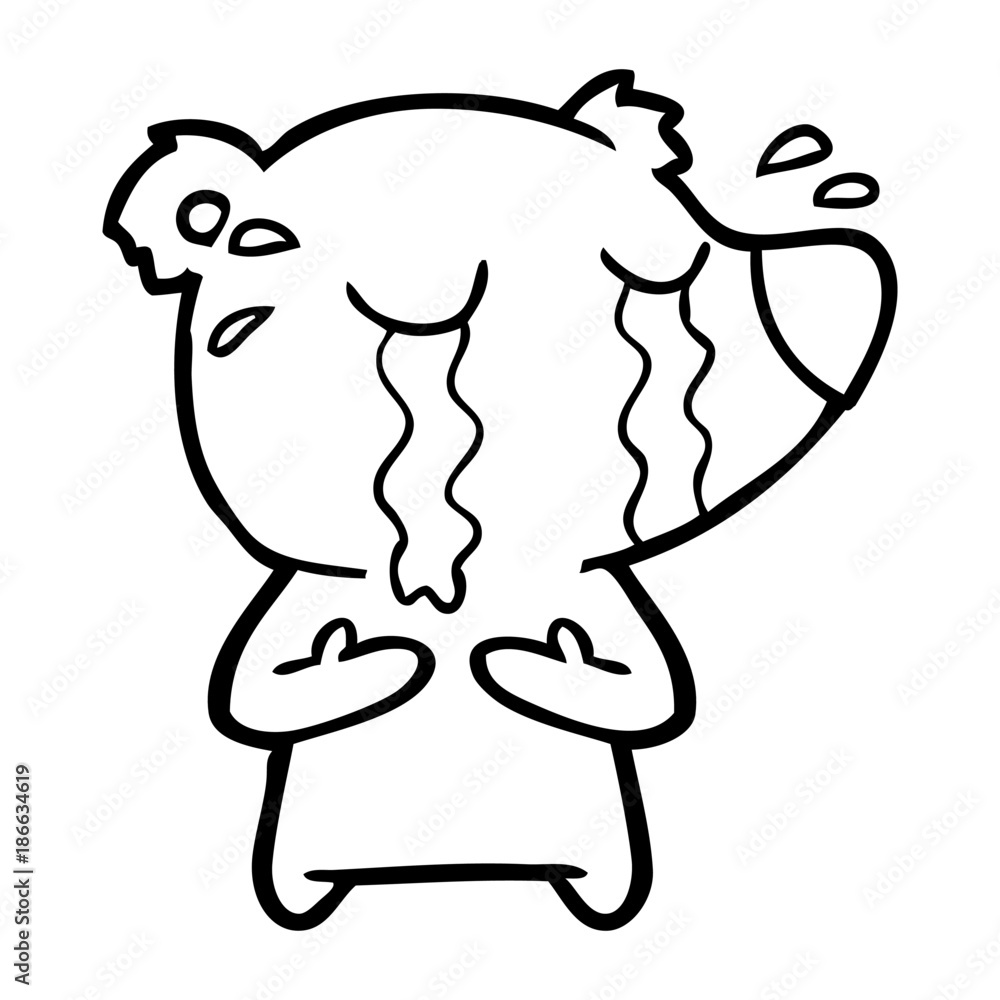 Obraz premium cartoon crying bear