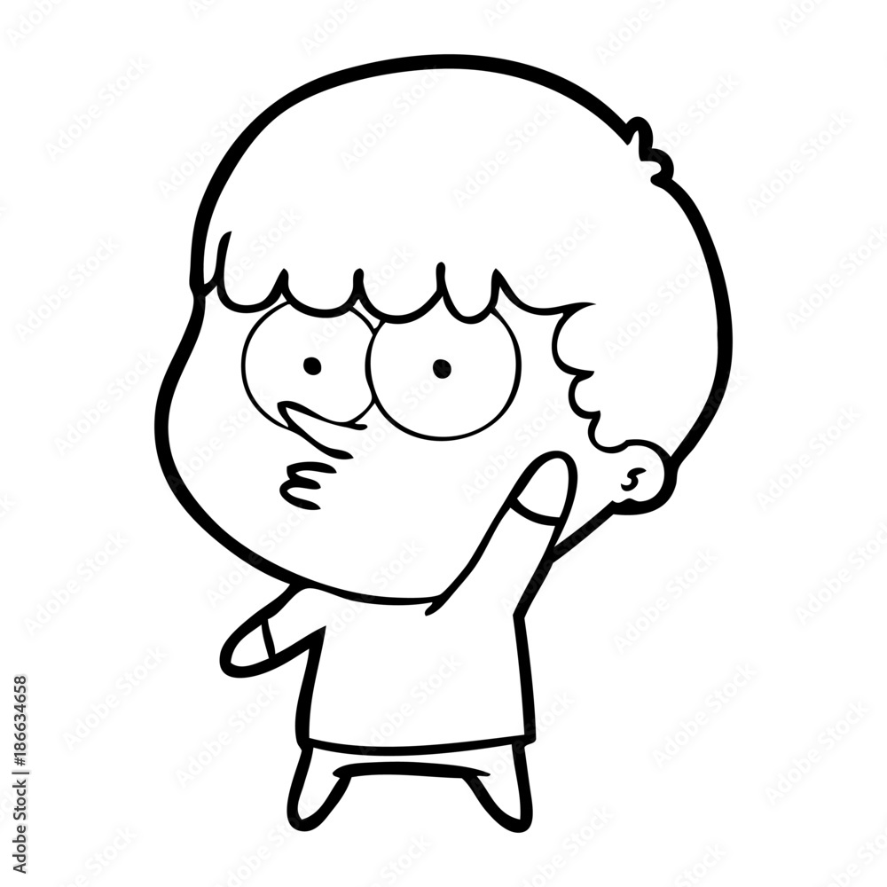 cartoon curious boy waving cartoon curious boy waving