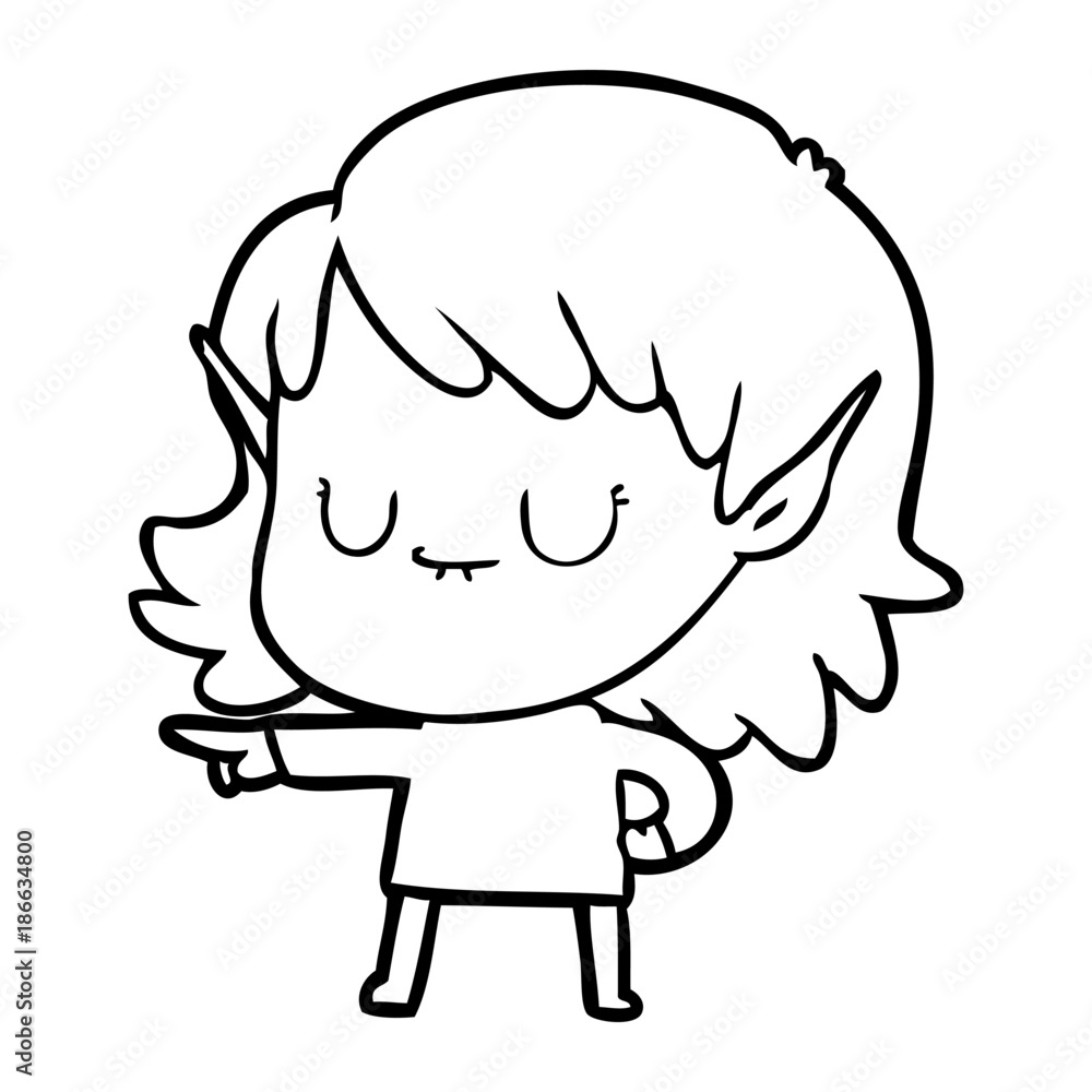 happy cartoon elf girl