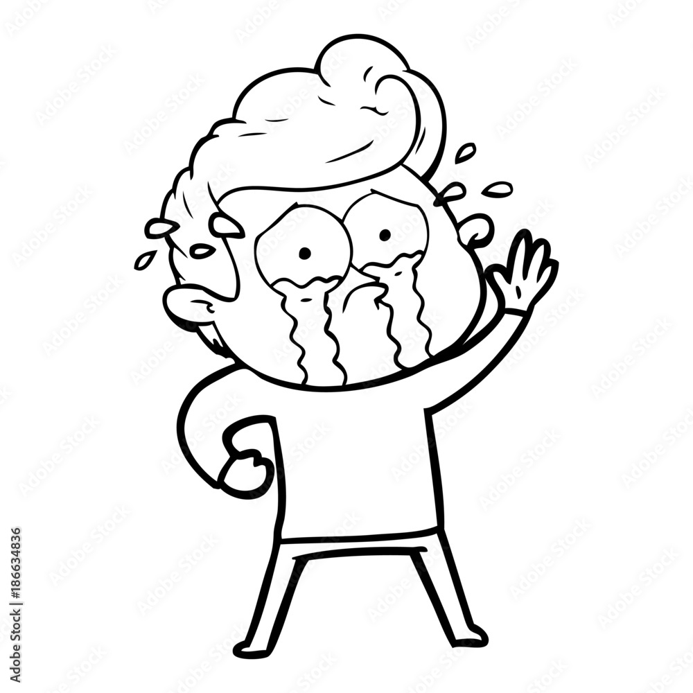 cartoon crying man waving cartoon crying man waving