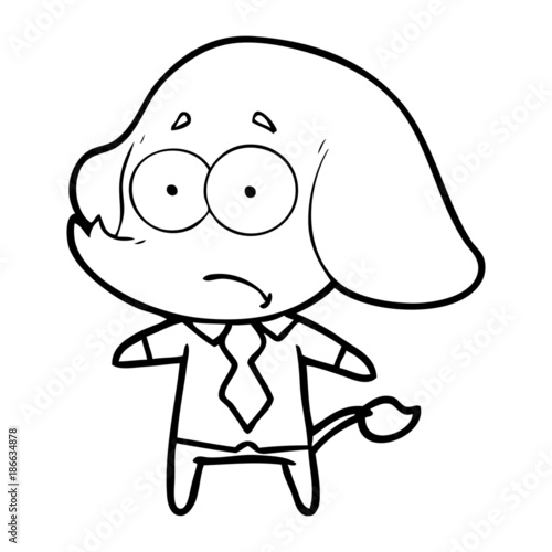 cartoon unsure elephant in shirt and tie