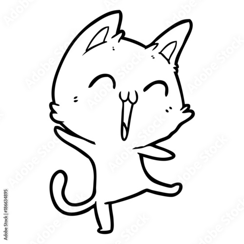 happy cartoon cat meowing