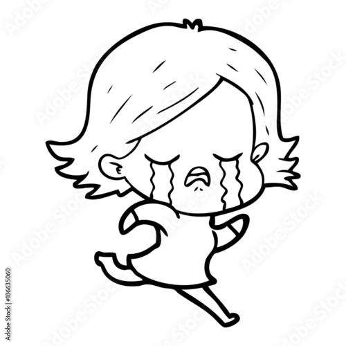 cartoon girl crying whilst running