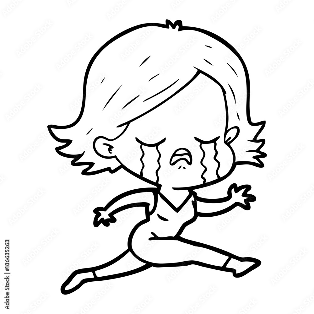 cartoon girl crying whilst running cartoon girl crying whilst running