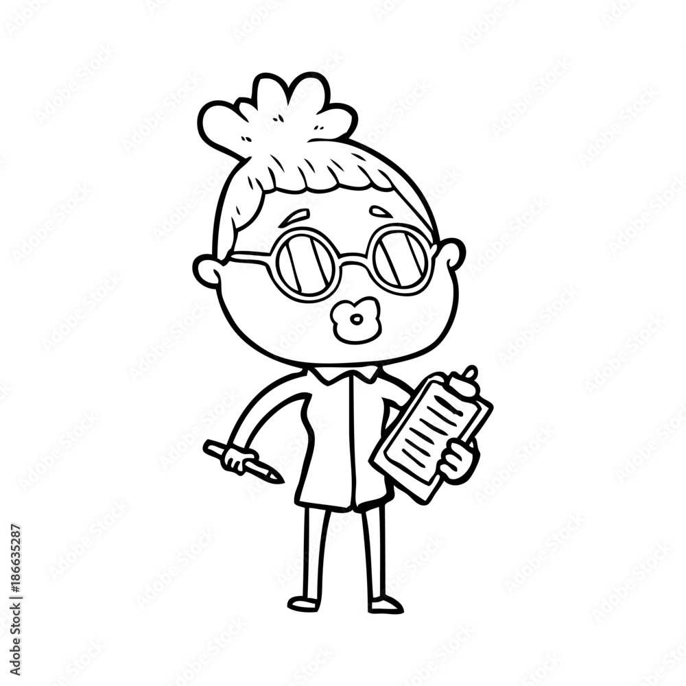 cartoon manager woman wearing spectacles cartoon manager woman wearing spectacles