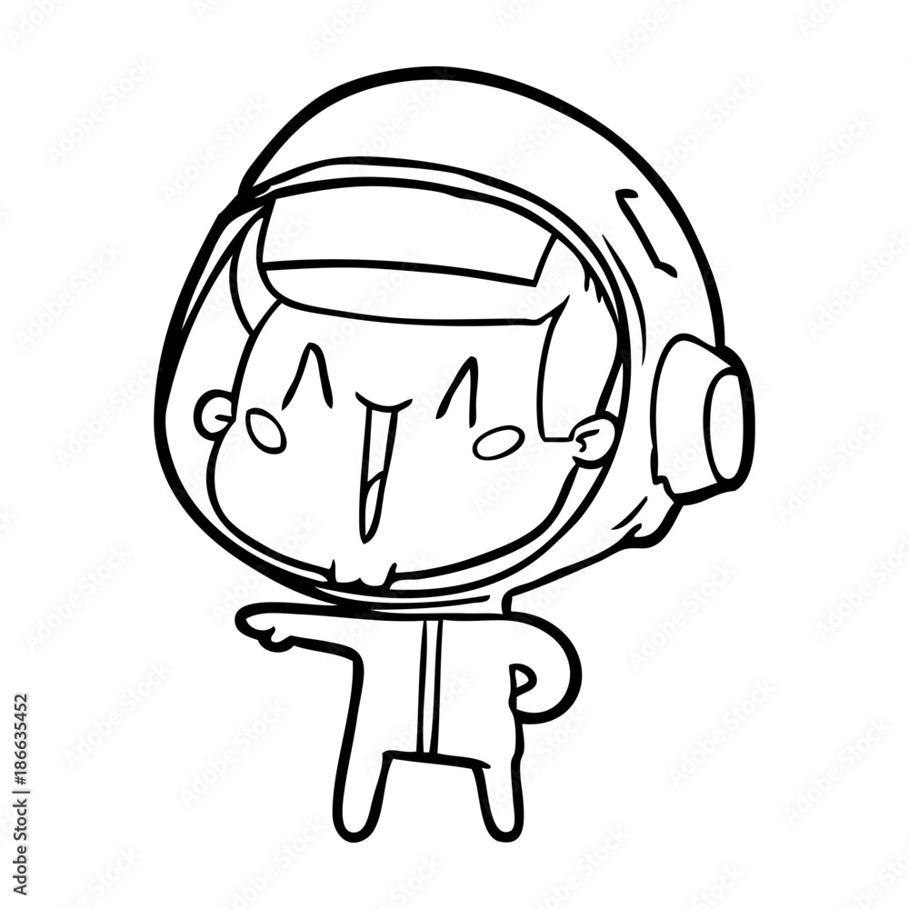 happy cartoon astronaut pointing happy cartoon astronaut pointing