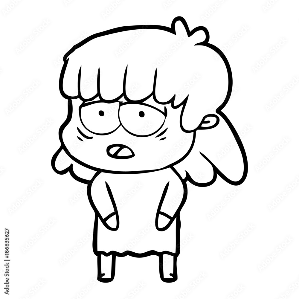 cartoon tired woman cartoon tired woman