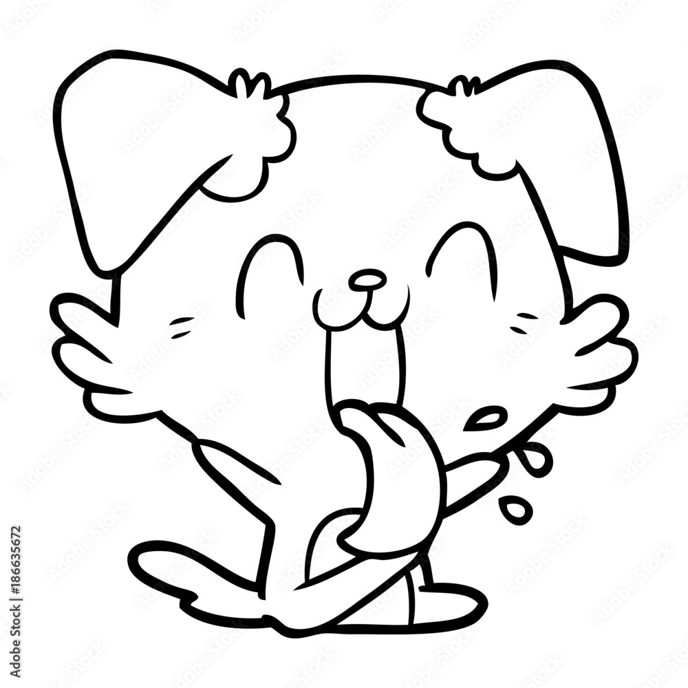 cartoon panting dog sitting cartoon panting dog sitting