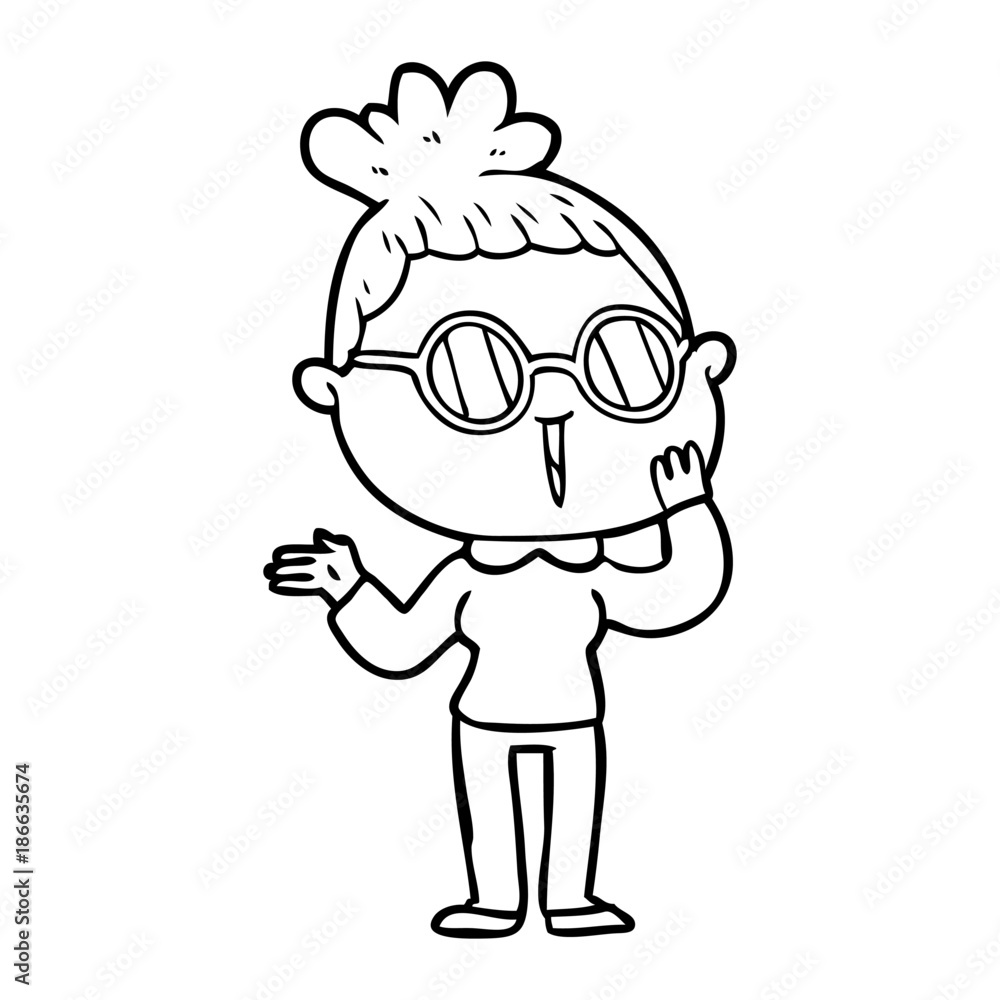 cartoon surprised woman wearing spectacles