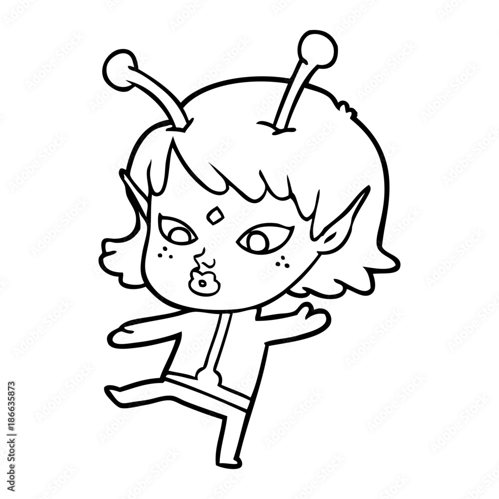 pretty cartoon alien girl