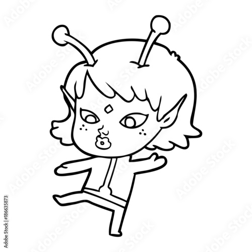pretty cartoon alien girl