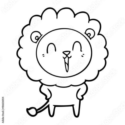laughing lion cartoon © lineartestpilot