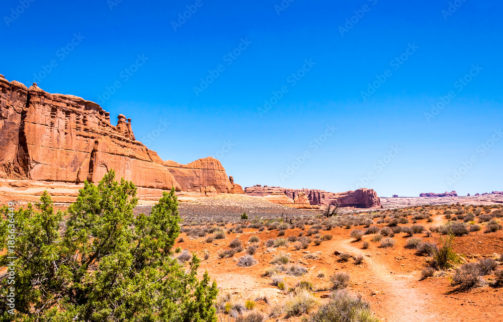 Desert Moab, Utah, USA. Lifeless stone desert and rocks