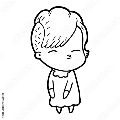 cartoon squinting girl