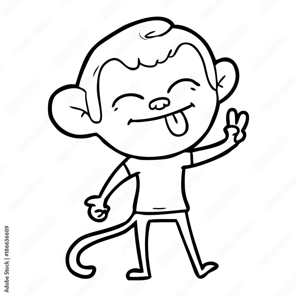 funny cartoon monkey making peace sign