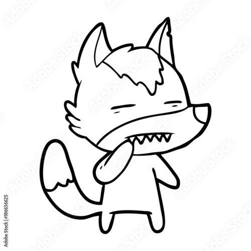 unsure wolf showing teeth