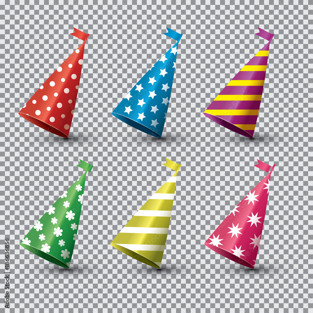 Party Hat Isolated Set on Transparent Background. Party Hat Isolated Set on Transparent Background.