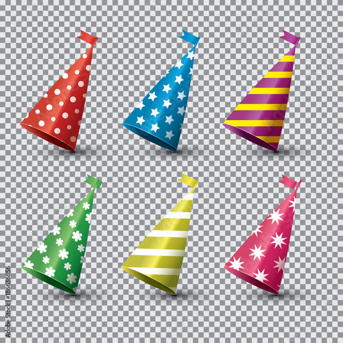 Party Hat Isolated Set on Transparent Background.
