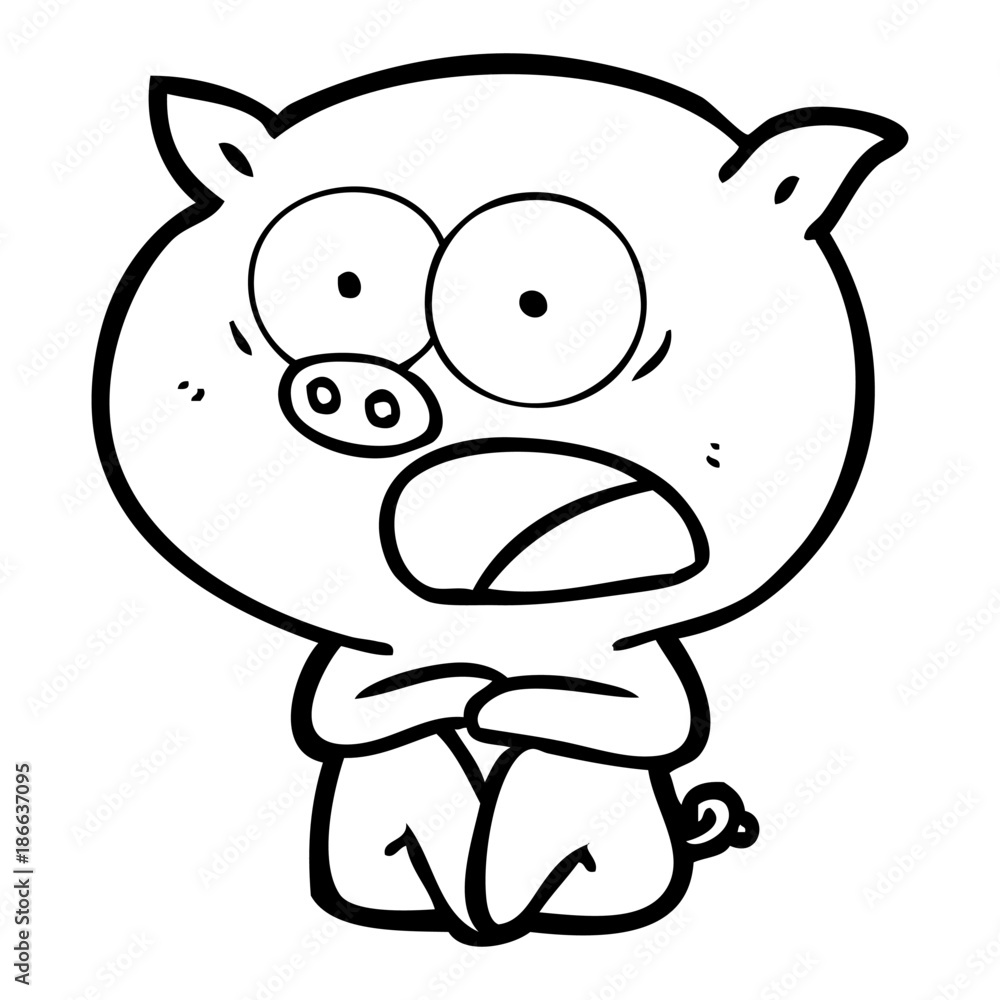 shocked cartoon pig sitting down shocked cartoon pig sitting down