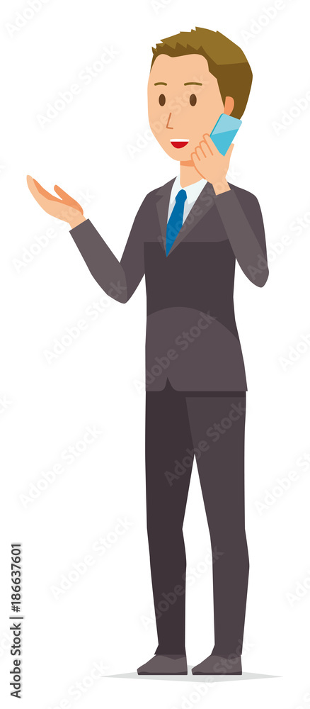 A young businessman is talking on a smartphone A young businessman is talking on a smartphone