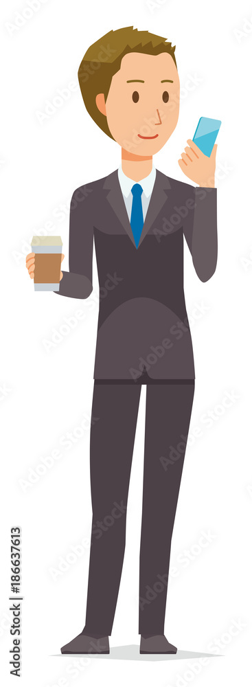 A young businessman is operating a smartphone A young businessman is operating a smartphone