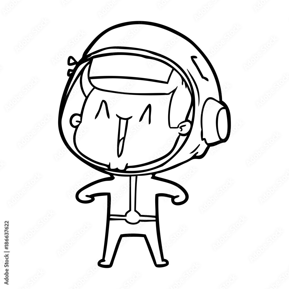 happy cartoon astronaut