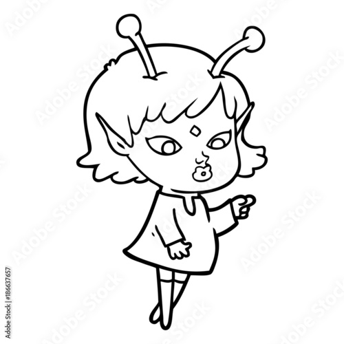 pretty cartoon alien girl