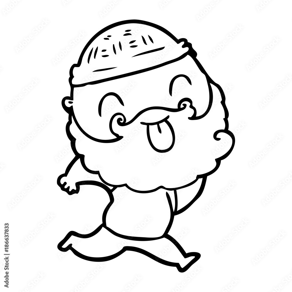 running man with beard sticking out tongue running man with beard sticking out tongue