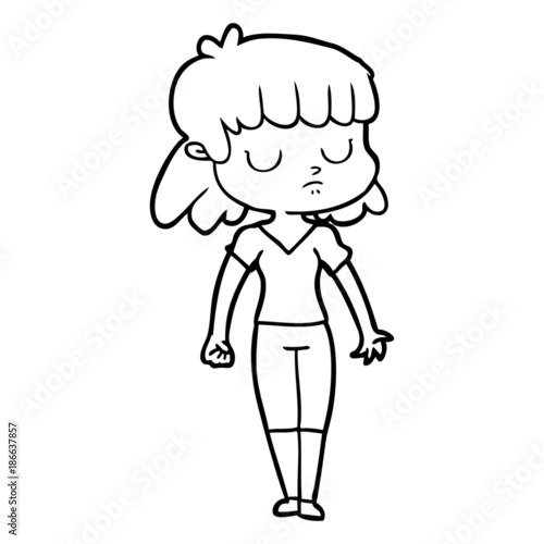 cartoon indifferent woman