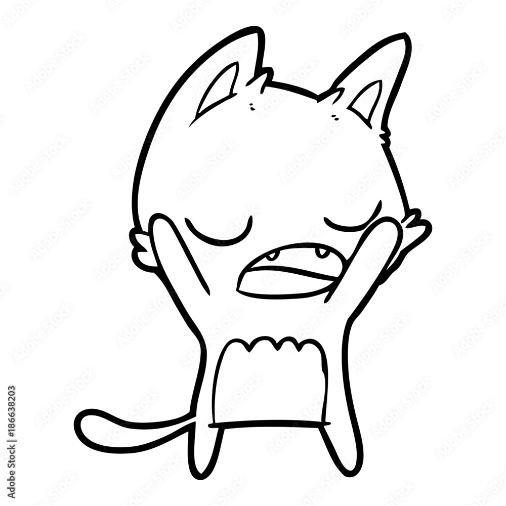 cartoon yawning cat