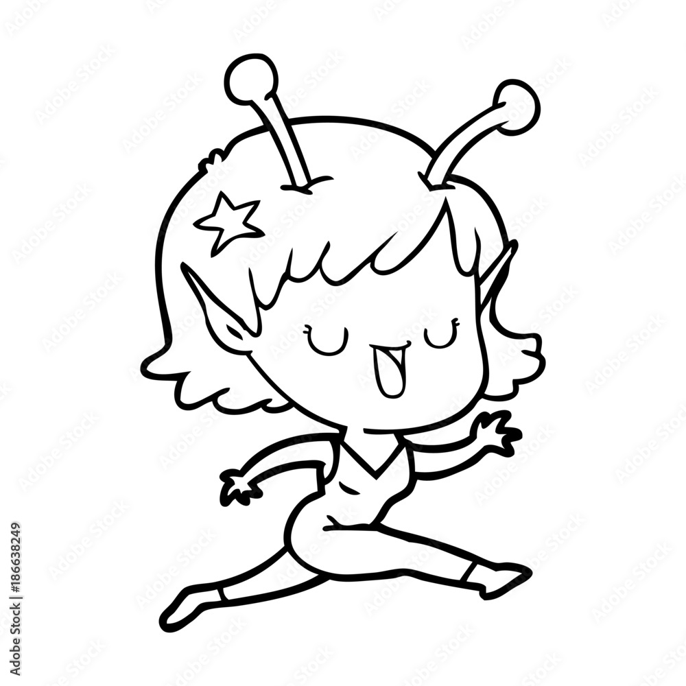 happy alien girl cartoon laughing