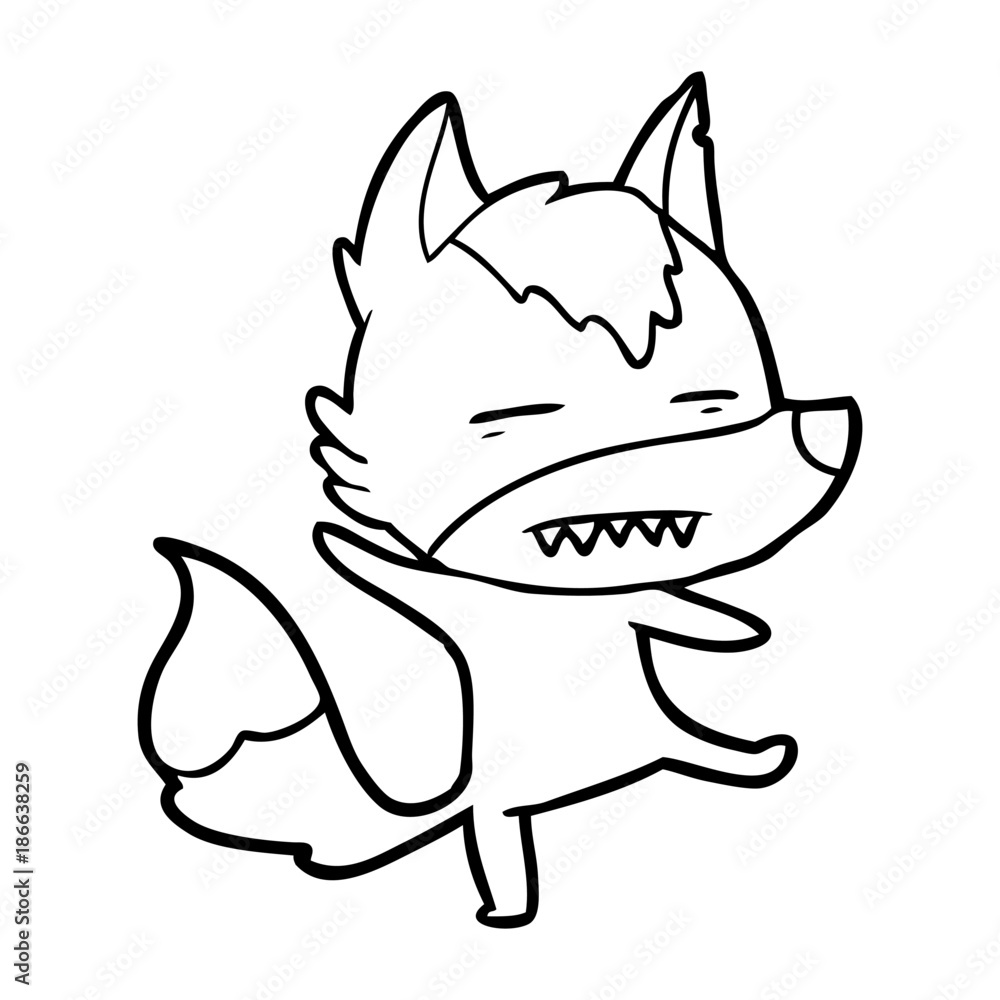 Fototapeta premium cartoon wolf showing teeth