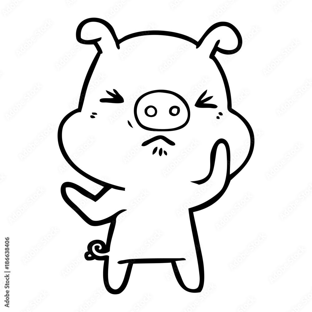 Fototapeta premium cartoon angry pig