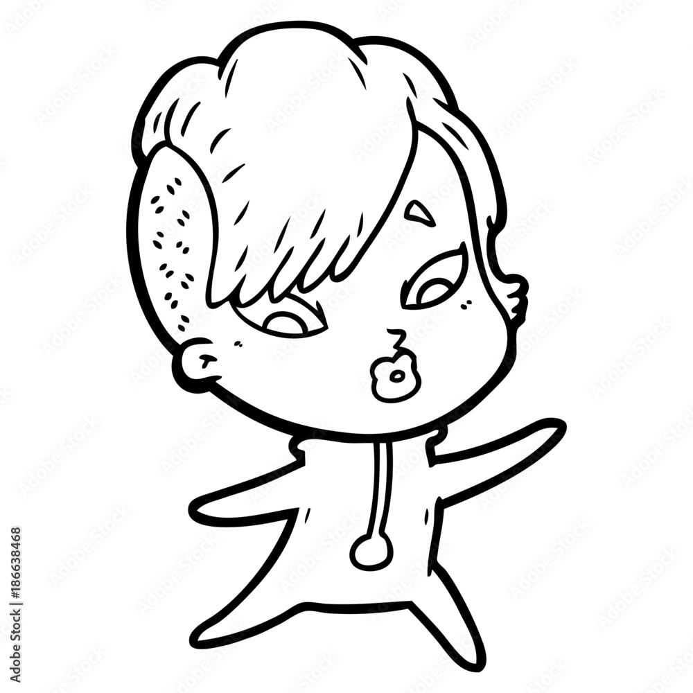 cartoon surprised girl in science fiction clothes cartoon surprised girl in science fiction clothes