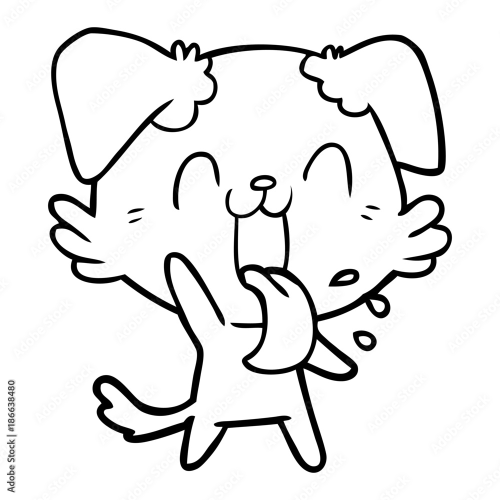 cartoon panting dog waving cartoon panting dog waving