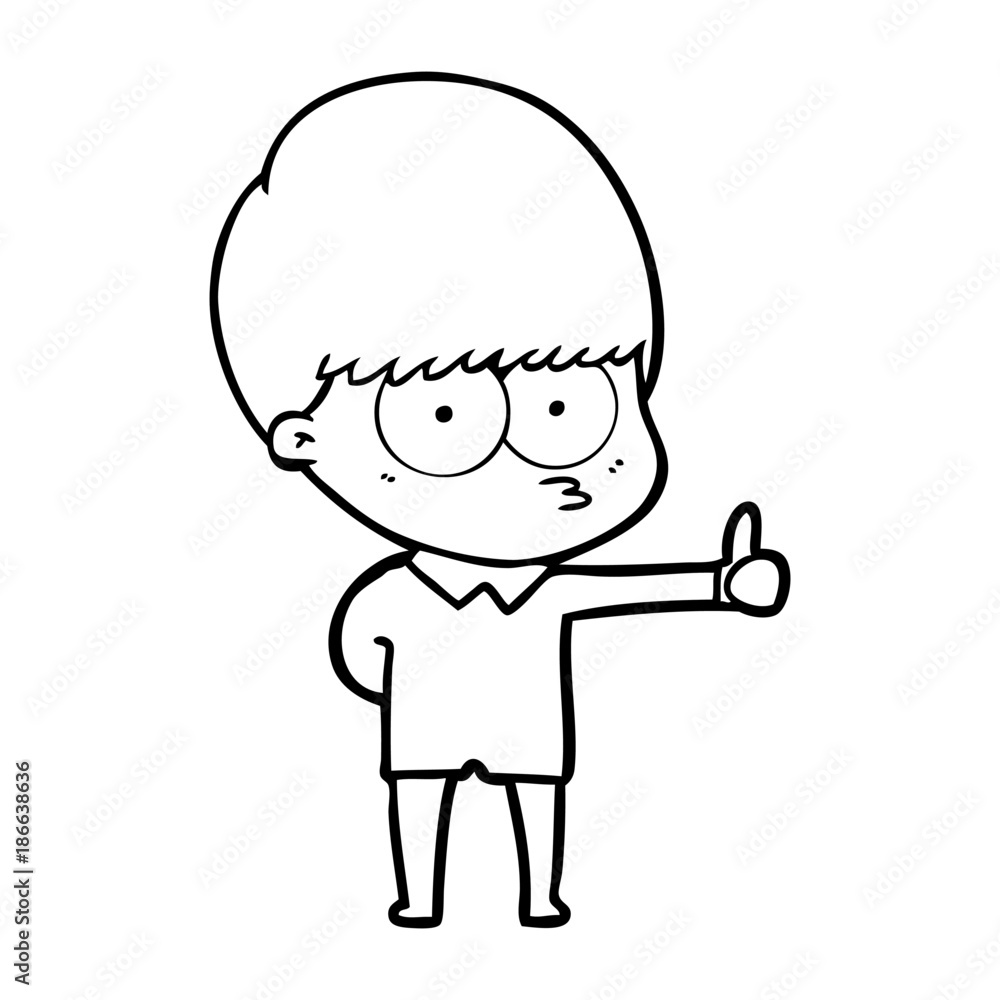curious cartoon boy giving thumbs up sign curious cartoon boy giving thumbs up sign